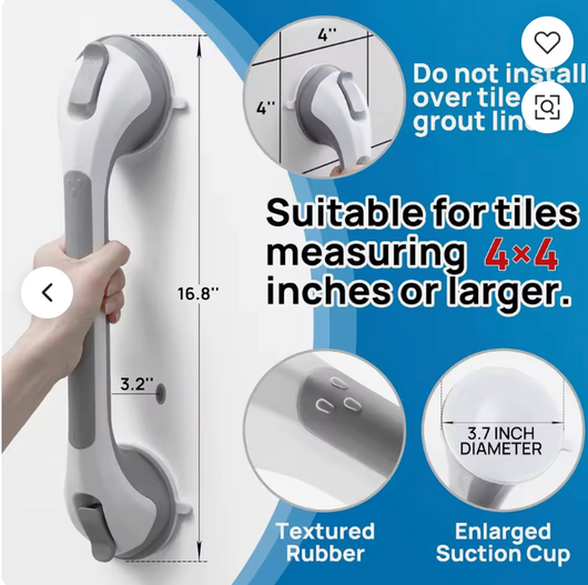 High Quality Anti-Slip Toilet Suction Cup Armrest ABS Stainless Steel Plastic Bathroom Handrail Bath Safety Grip High Stability